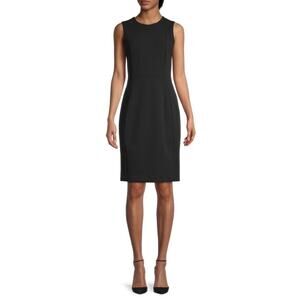 Calvin Klein Sheath Dress Women's Plus 14 Black Sleeveless Knee Length Back Zip